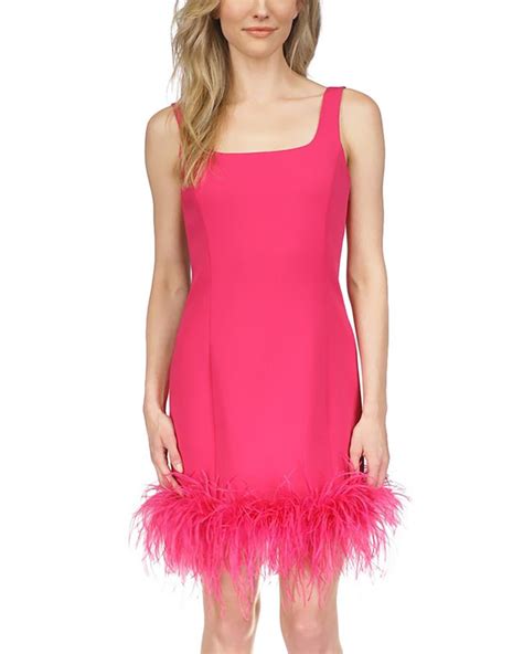 Michael Kors Feather Trim Sleeveless Sheath Dress